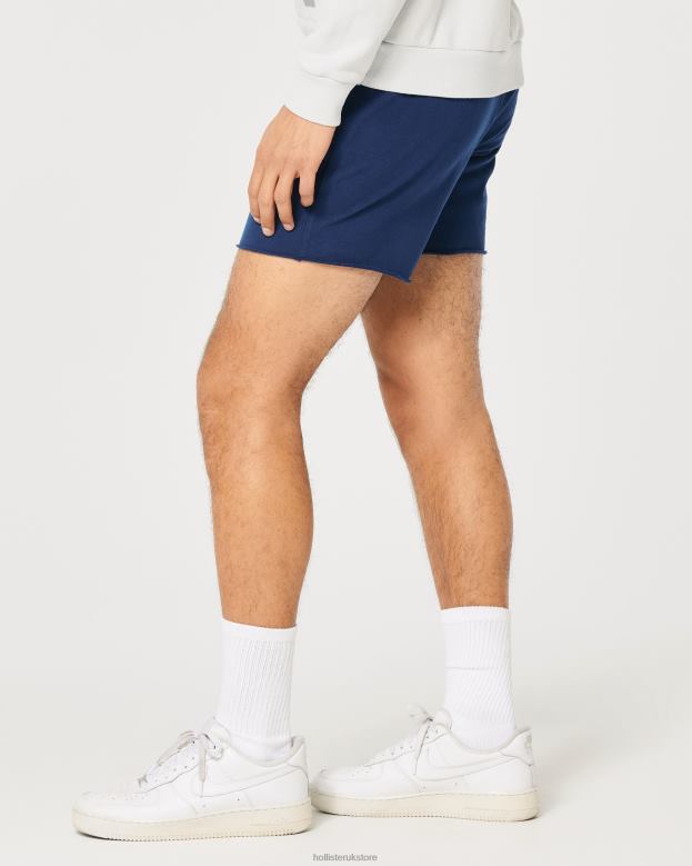 Bottoms Hollister Men Terry Fleece Logo Shorts 5\\ 488201185 Dark Blue